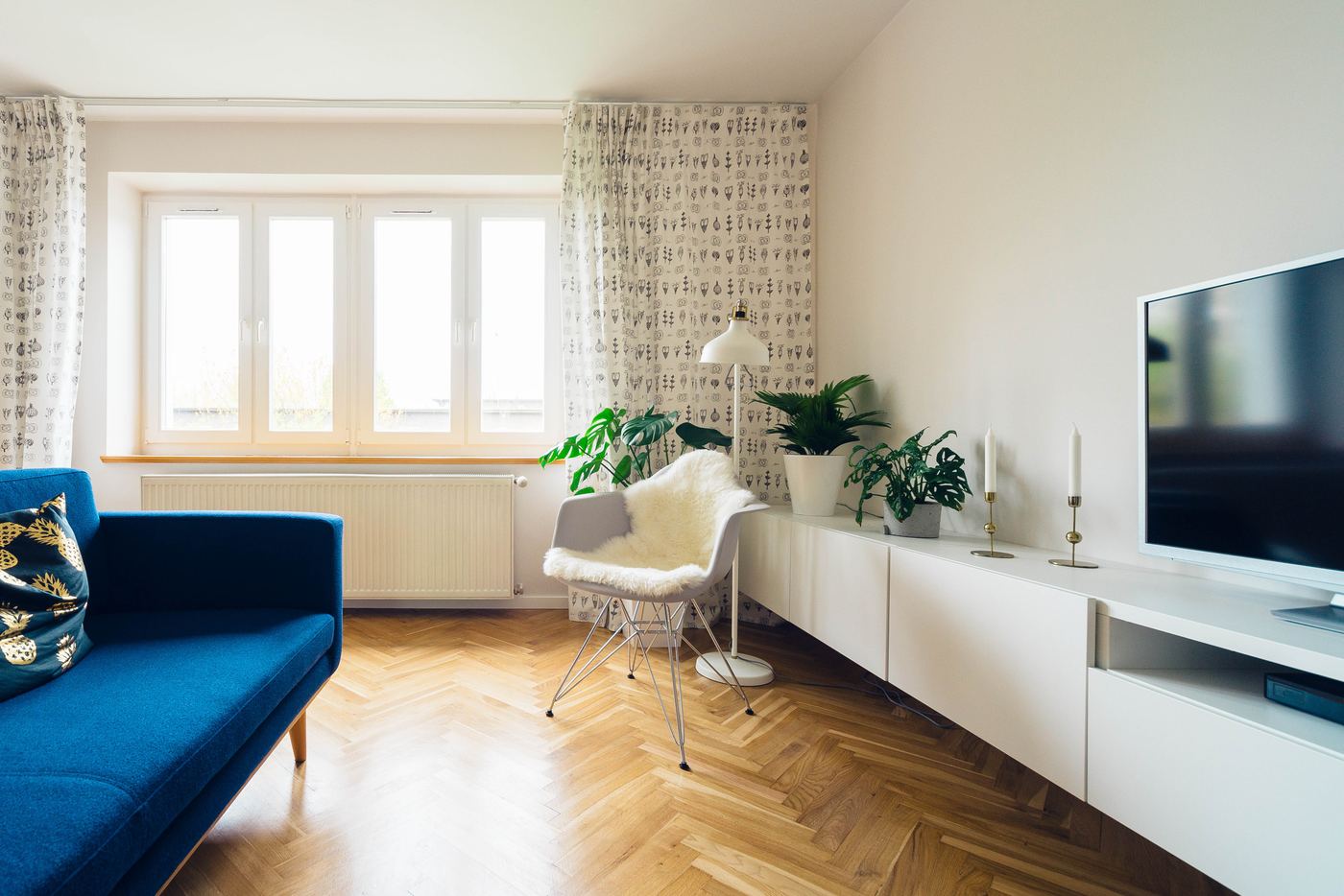 A bright, simple apartment living room